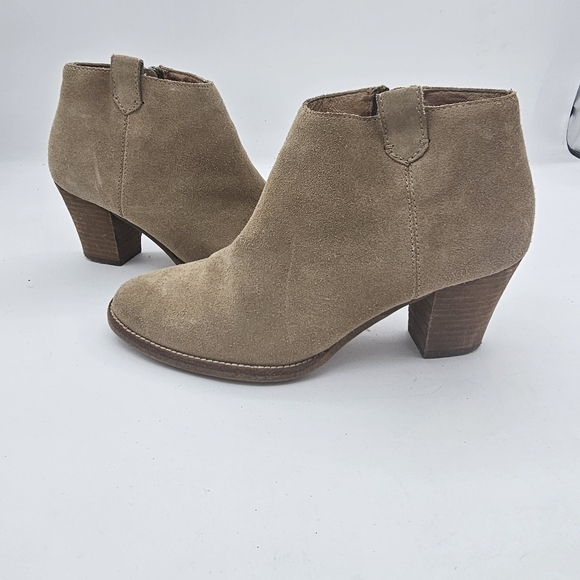 Madewell Sz 6 1/2 Billie Bootie Otter Beige E0192 Tan Zip Up Suede - Picture 2 of 13